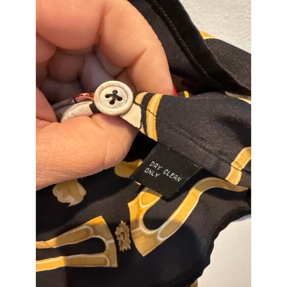 Linda Allard Ellen Tracy 100% Silk Baroque Floral Leopard Print Blouse Size 10 - Picture 4 of 4